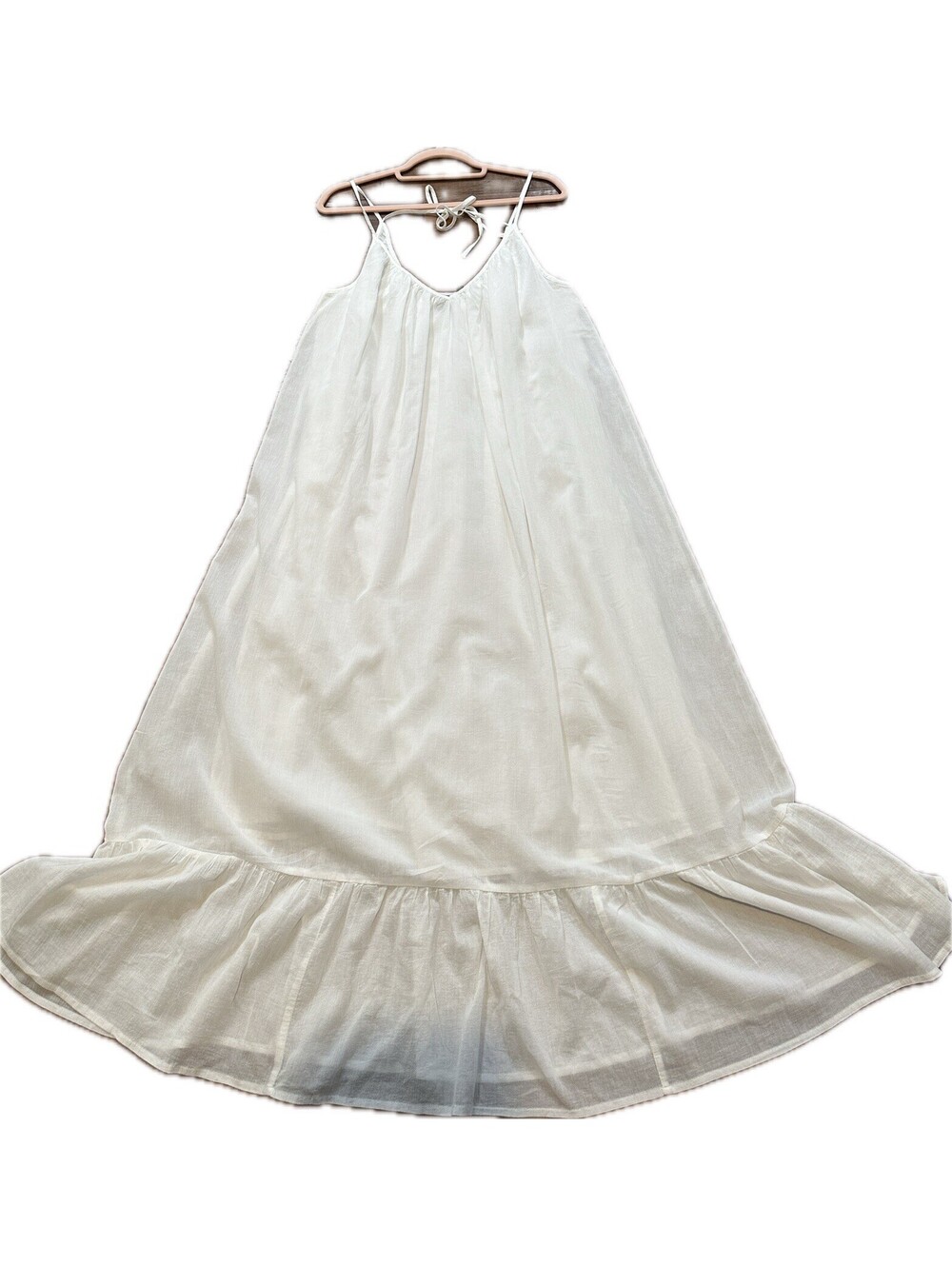 GAP White Sleeves Cotton Dress with Ruffle Hem Size M - Picture 1 of 9